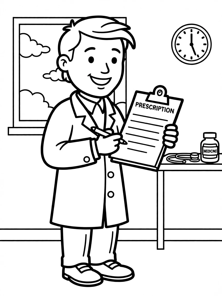 A doctor writing a prescription.