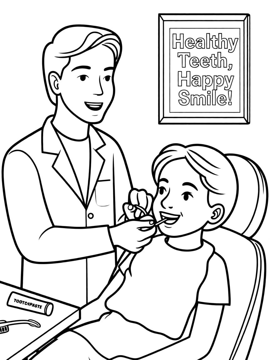 A dentist flossing teeth.
