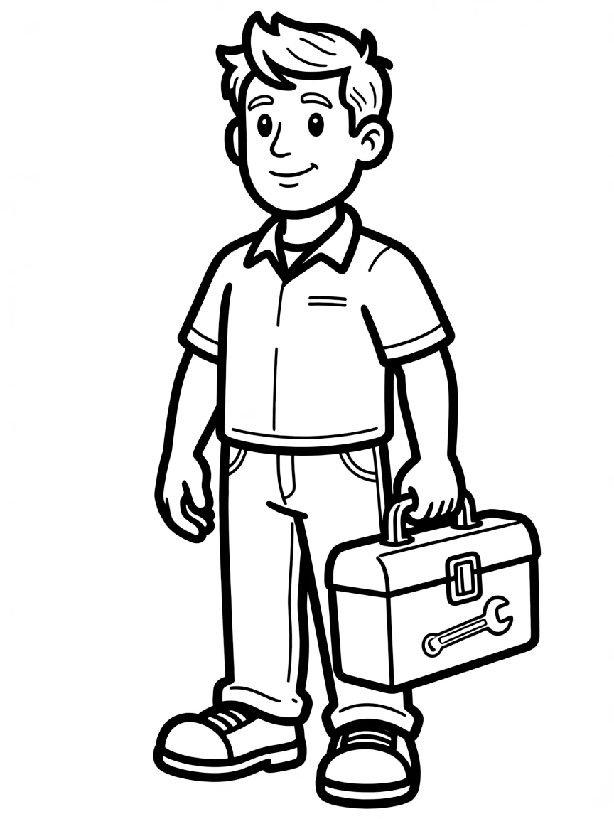 A plumber with a toolbox.