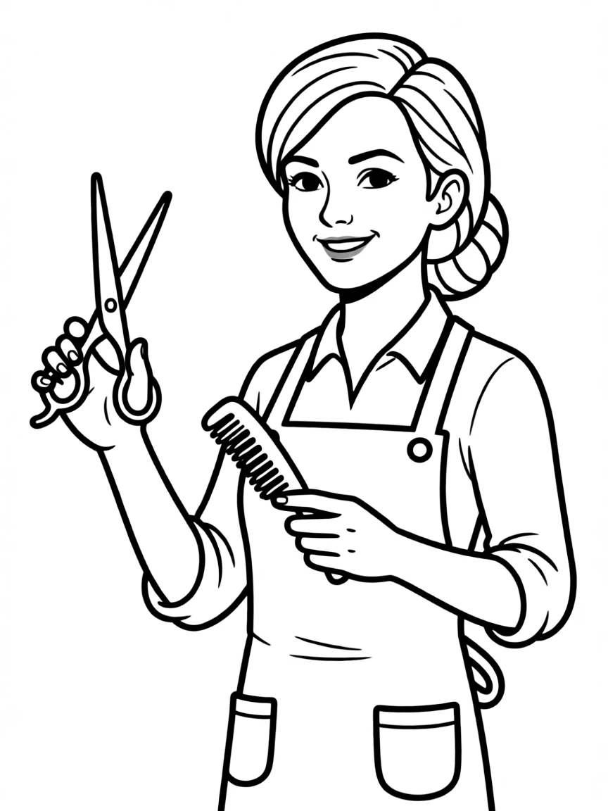 A hairdresser holding scissors.