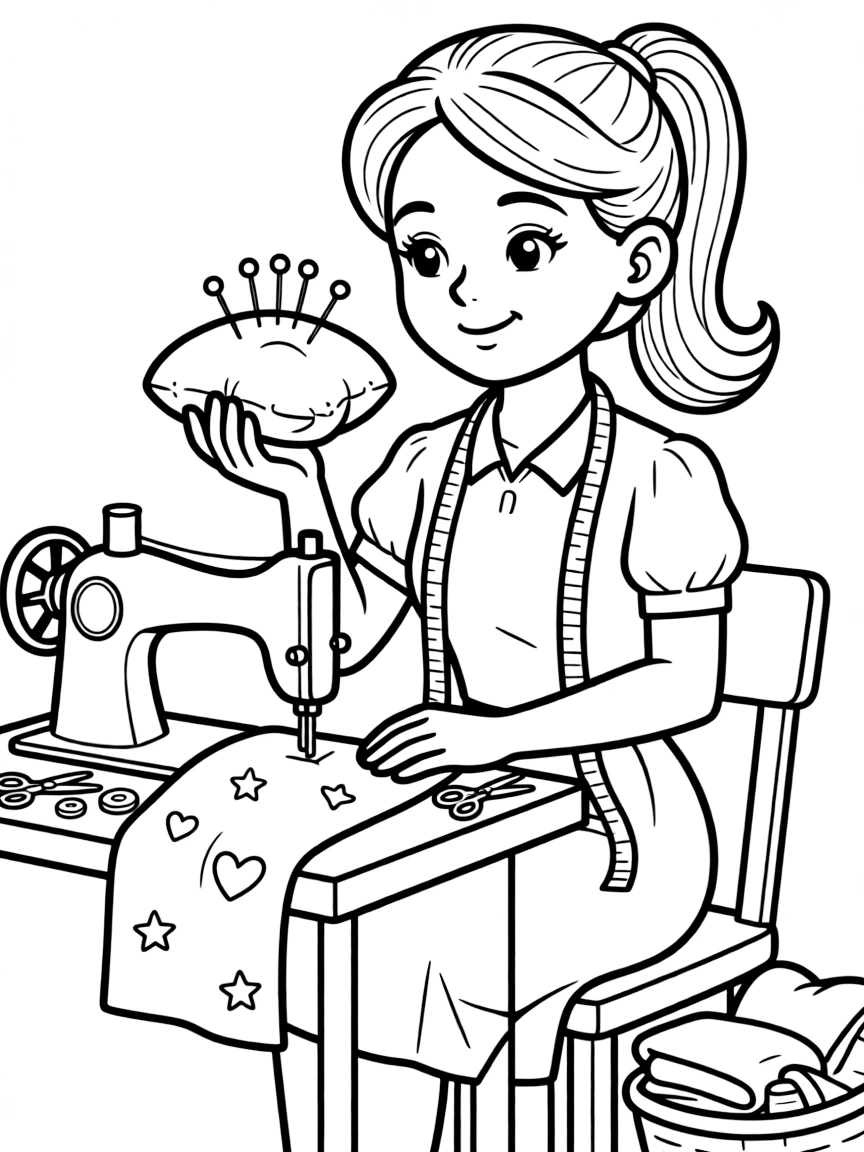 A seamstress with pins.