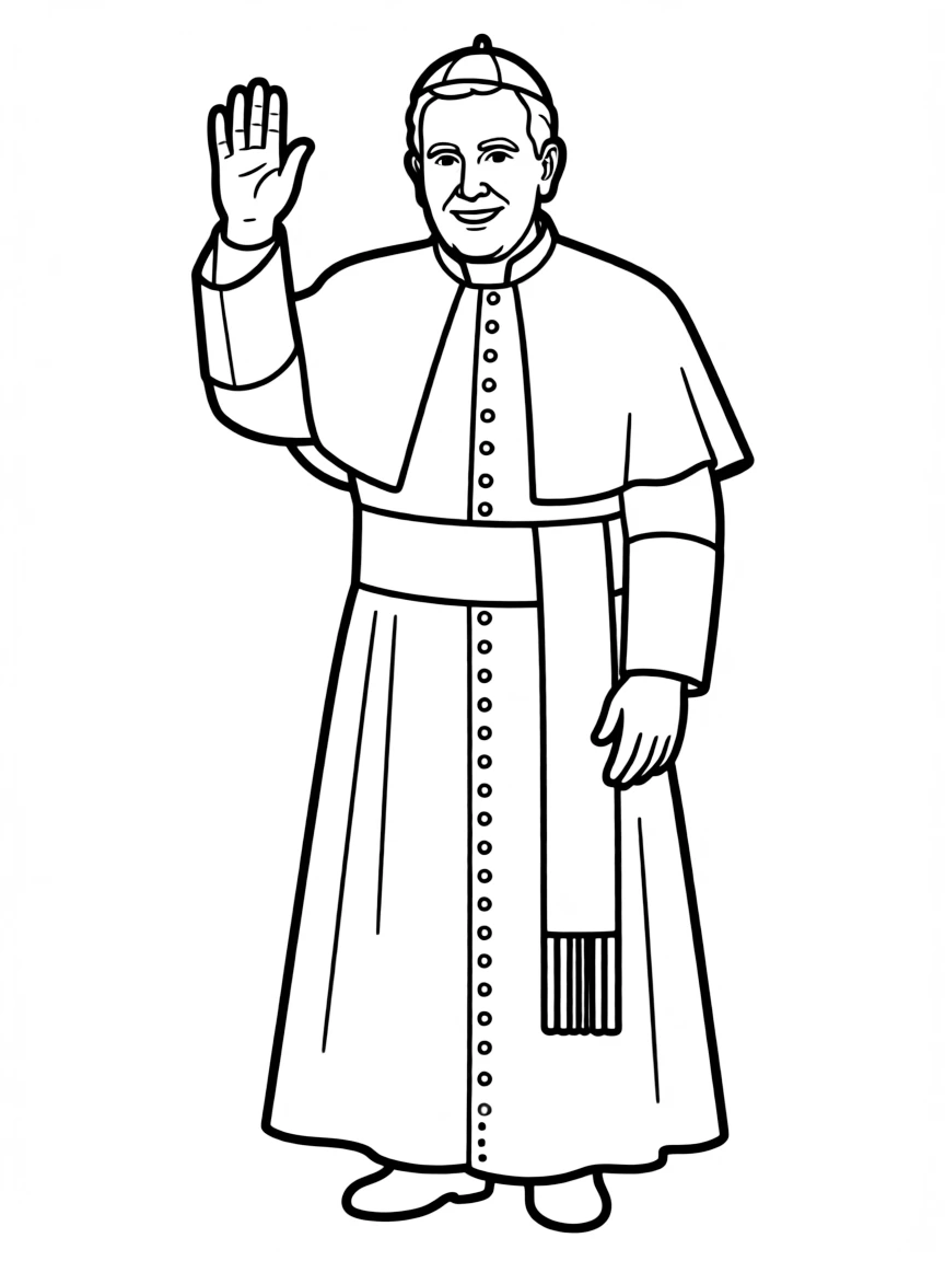 Pope Francis waving hello with a friendly smile.