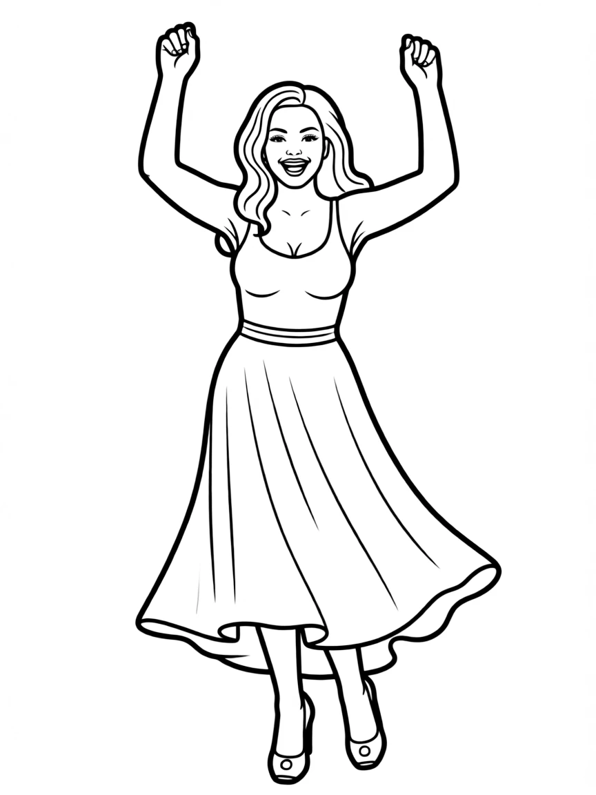 Beyoncé dancing with a happy face.