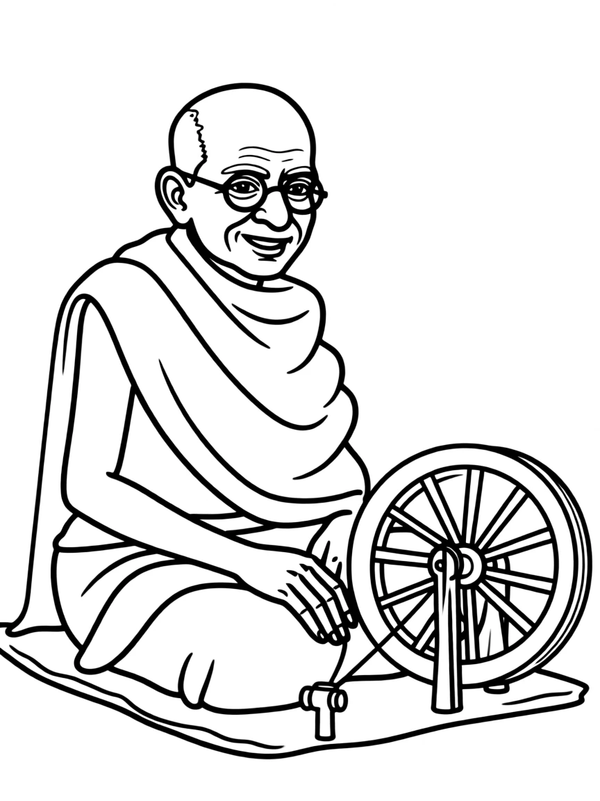 Mahatma Gandhi smiling peacefully.