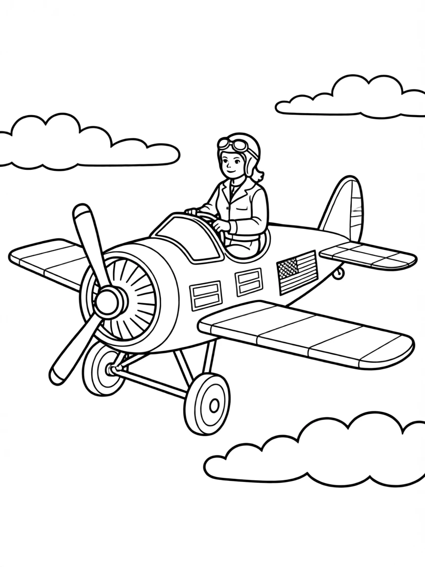 Amelia Earhart flying a plane.