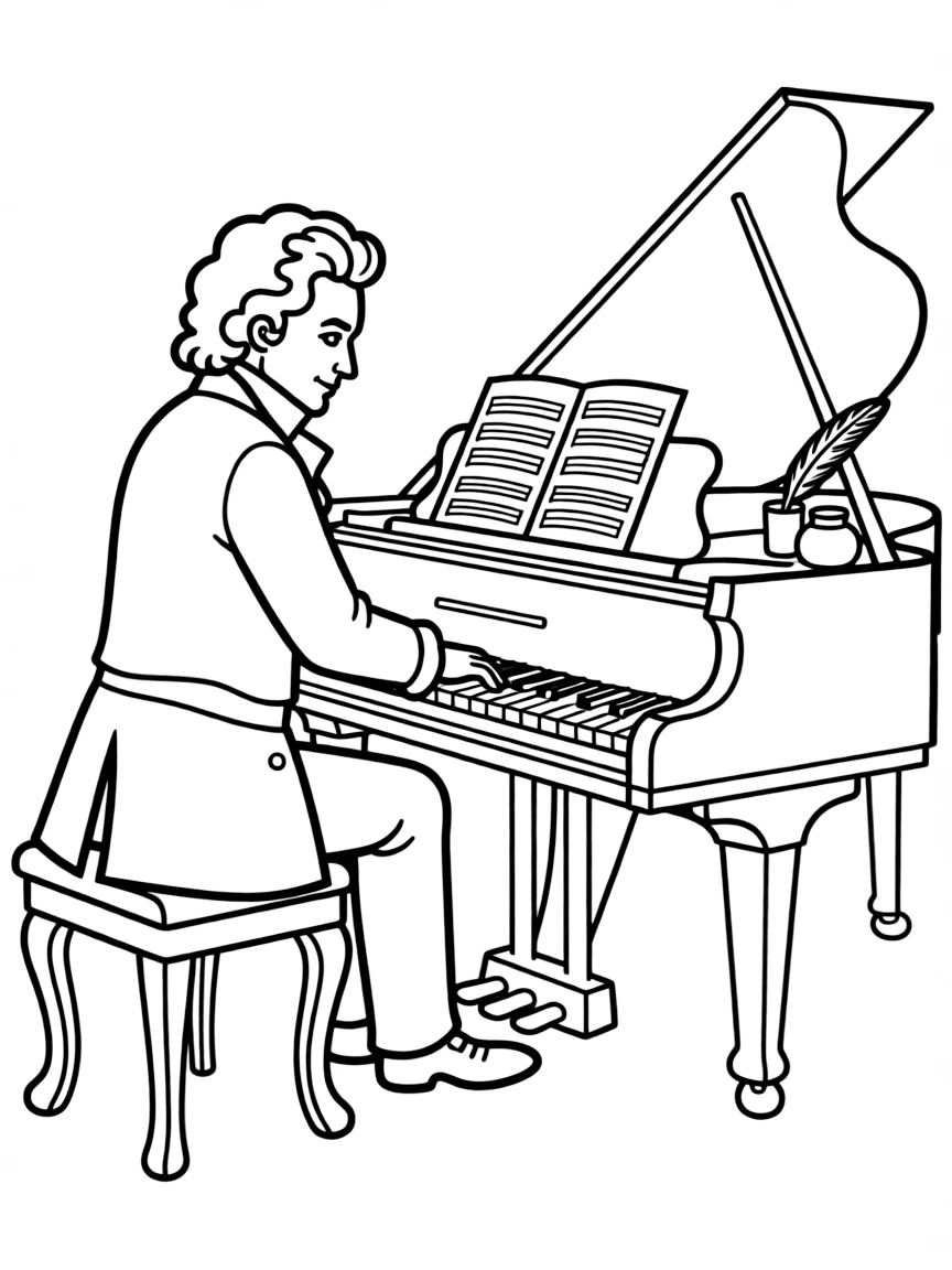 Ludwig van Beethoven composing music.