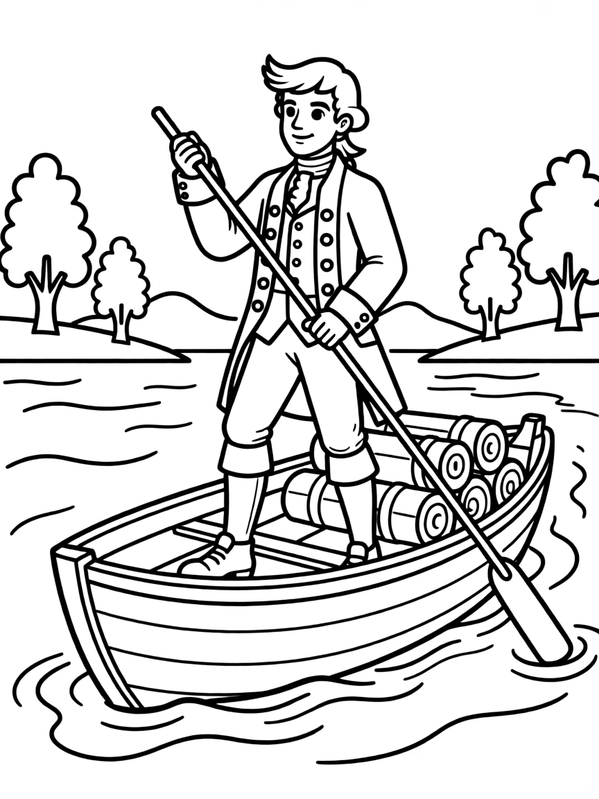 George Washington crossing a river.