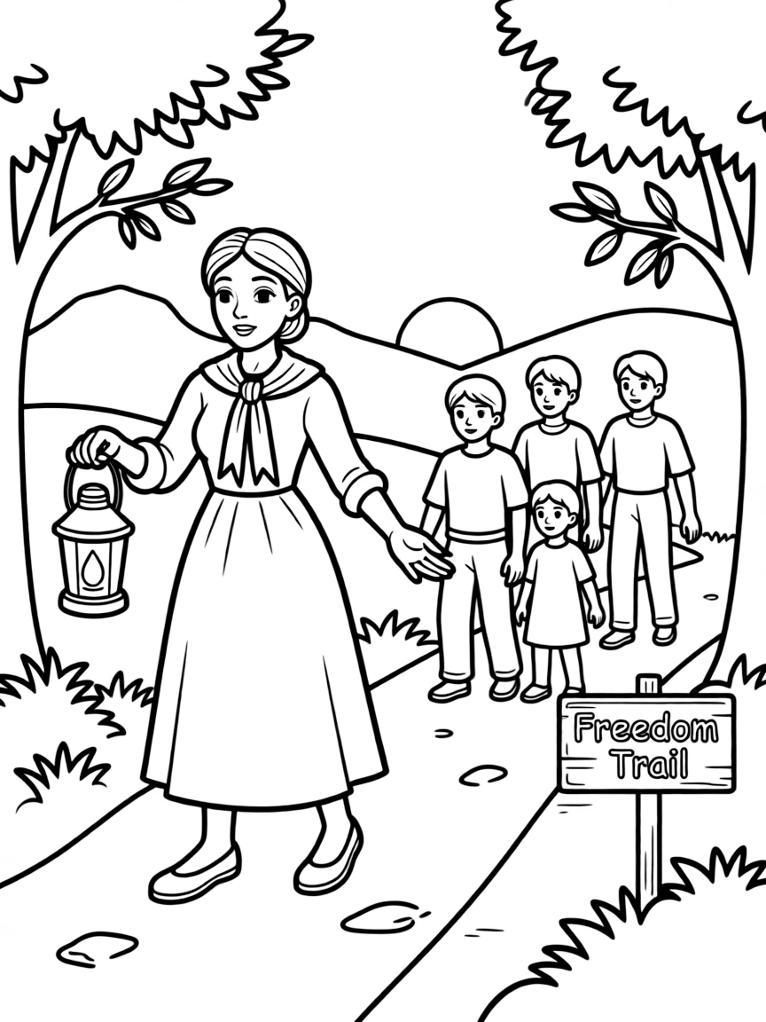 Harriet Tubman guiding a group.