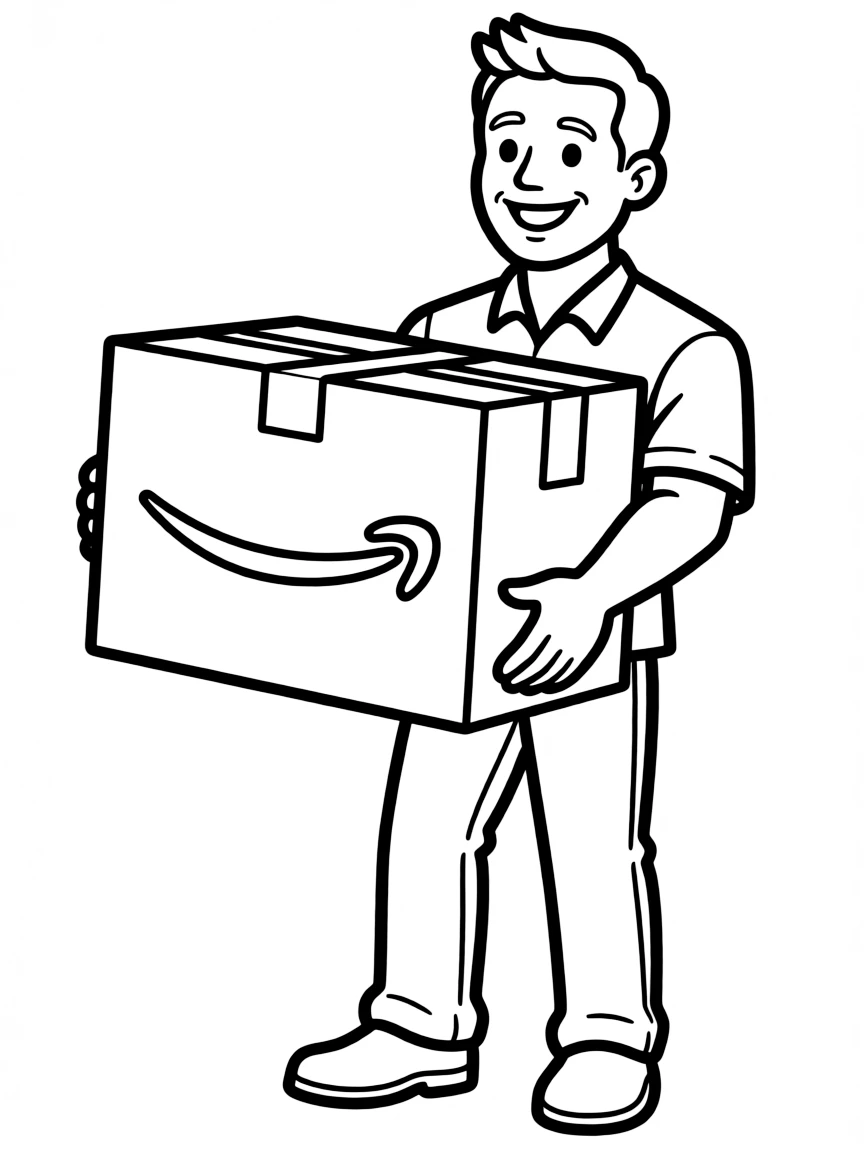 Jeff Bezos with an Amazon box.