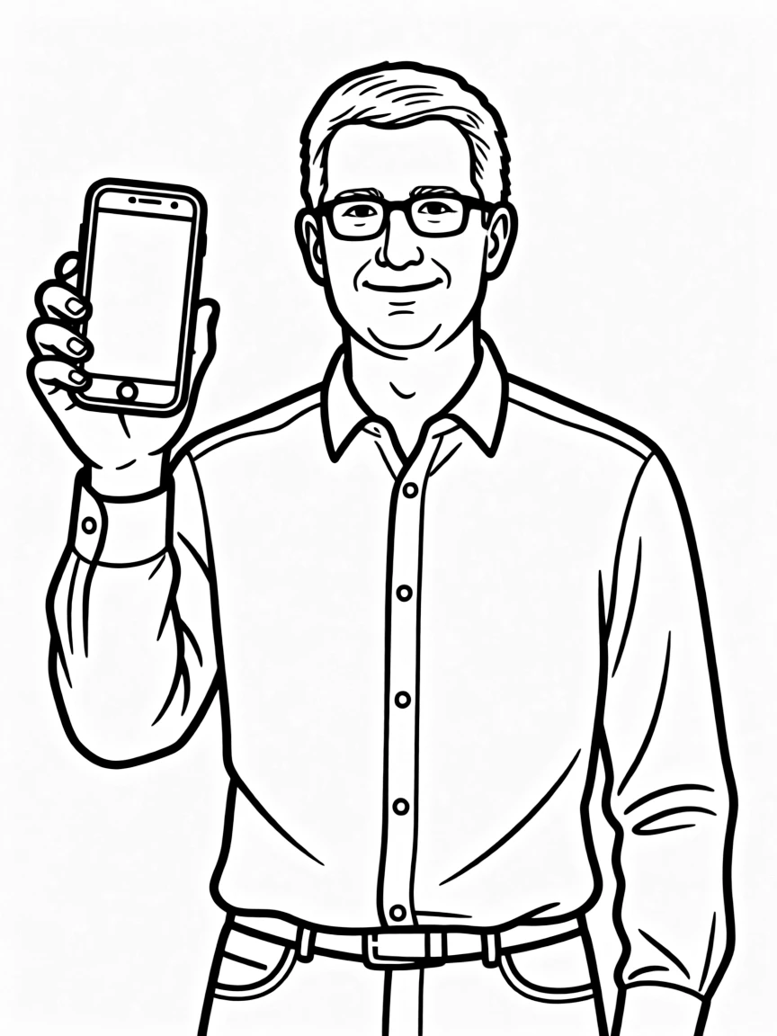 Tim Cook holding an iPhone.