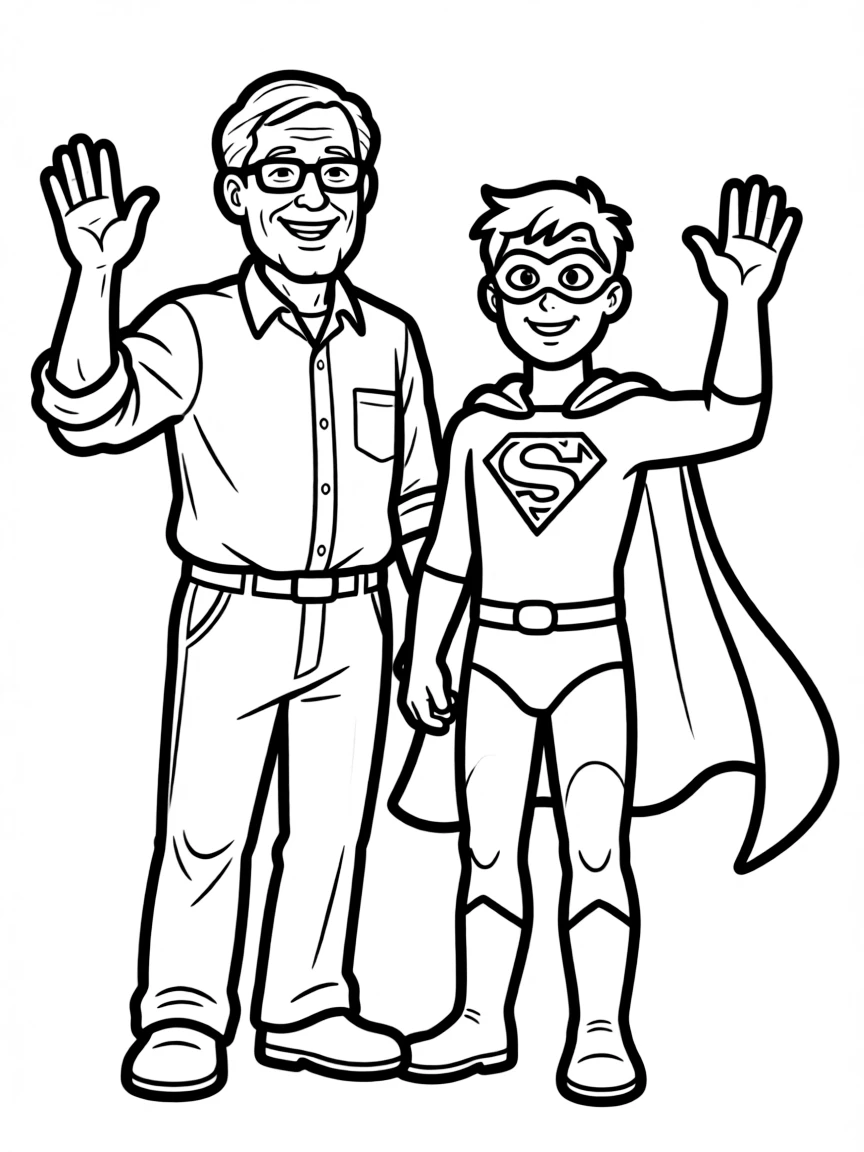 Stan Lee with a superhero.