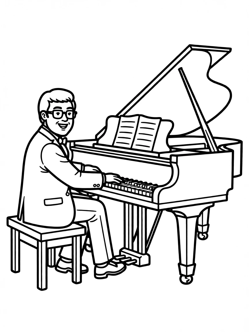 Elton John playing piano.