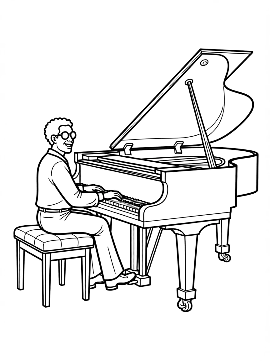 Stevie Wonder playing piano.