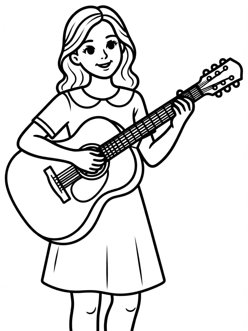 Taylor Swift holding a guitar.