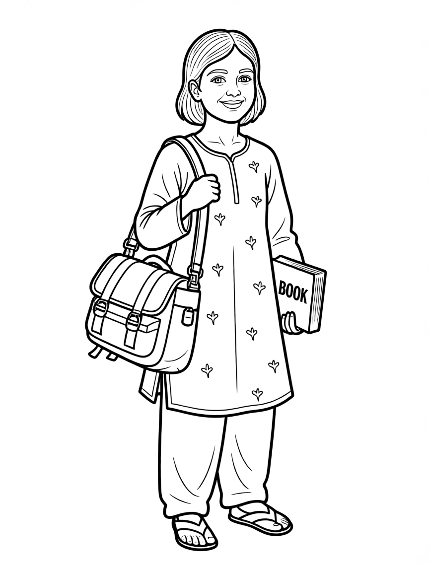 Malala Yousafzai with a bookbag.