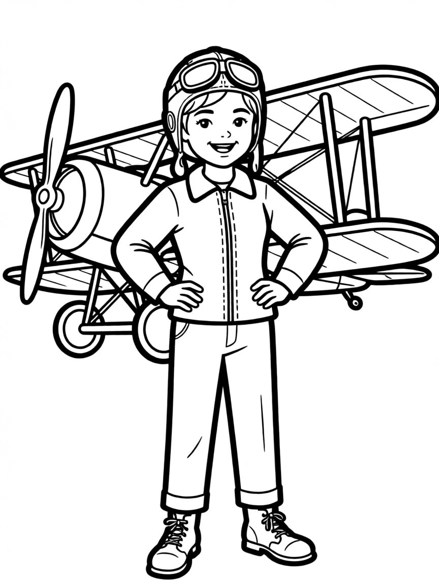 Amelia Earhart with a pilot's hat.
