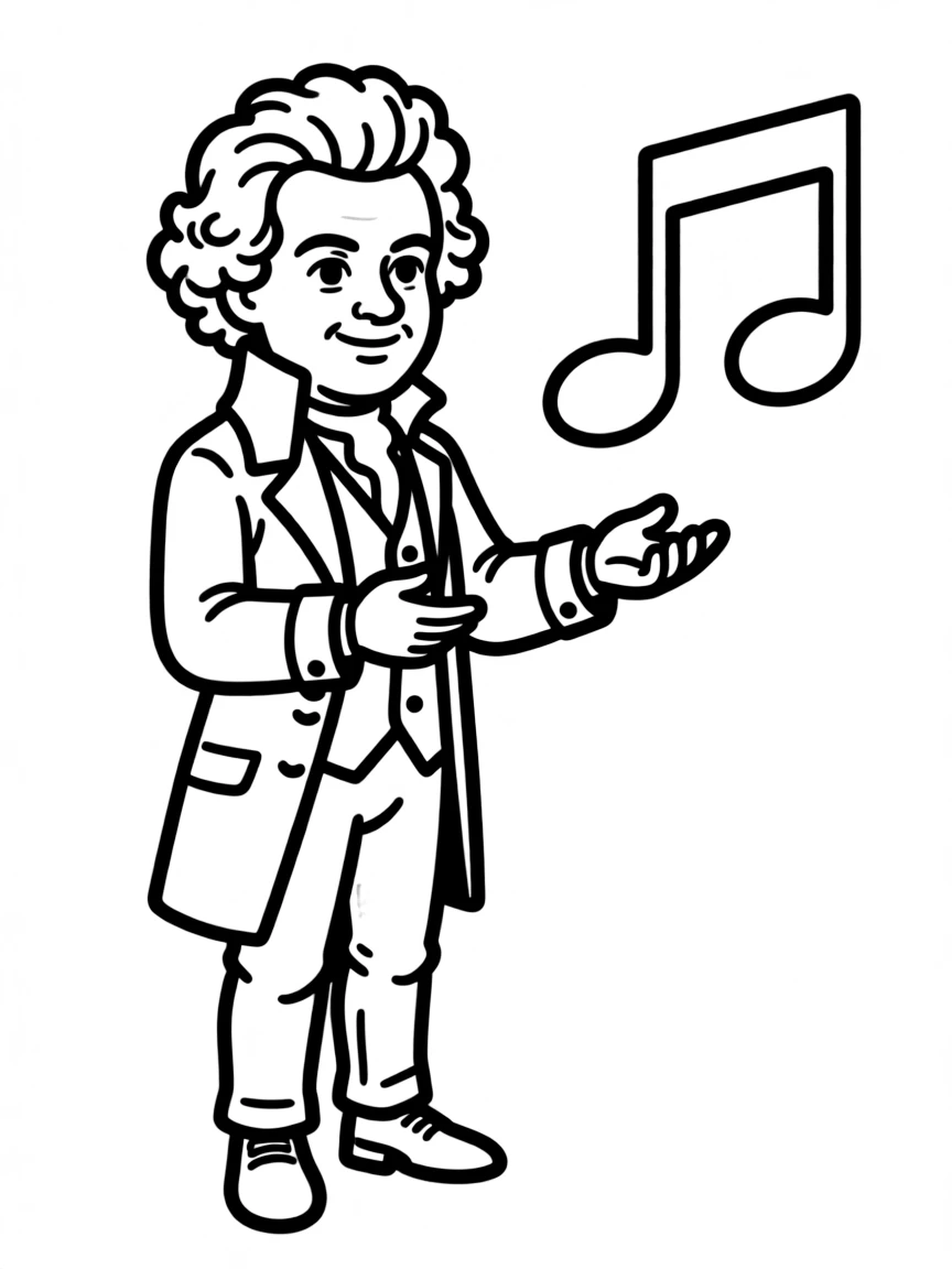 Ludwig van Beethoven with a musical note.