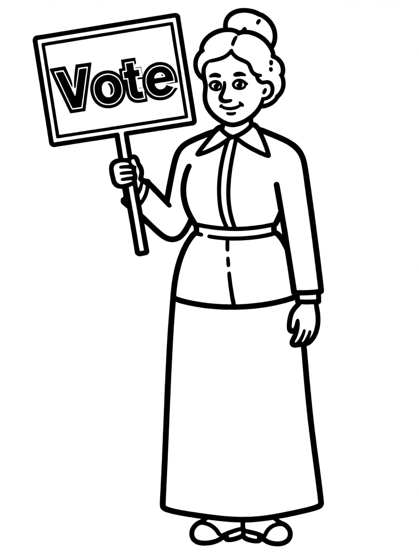 Susan B. Anthony with a "Vote" sign.