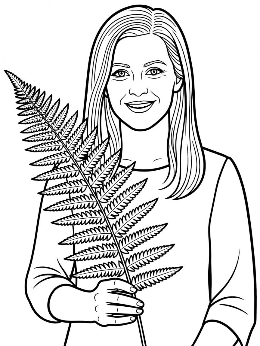 Jacinda Ardern with a fern leaf.