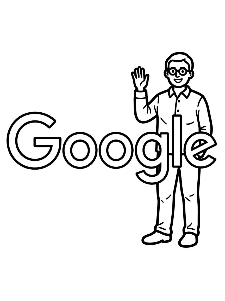Sundar Pichai with a Google logo.