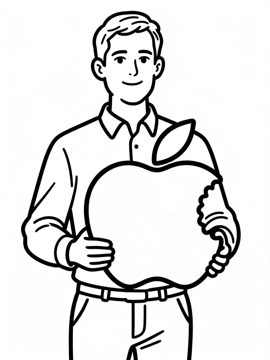 Tim Cook holding an Apple logo.