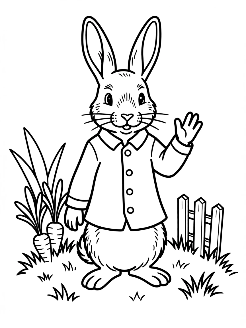 Beatrix Potter drawing Peter Rabbit.