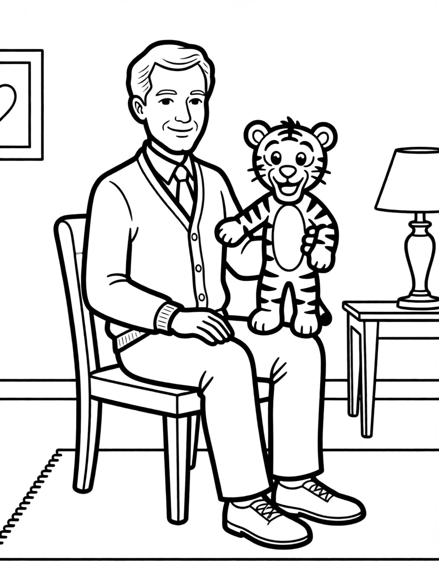 Mr. Rogers with his puppet Daniel Tiger.