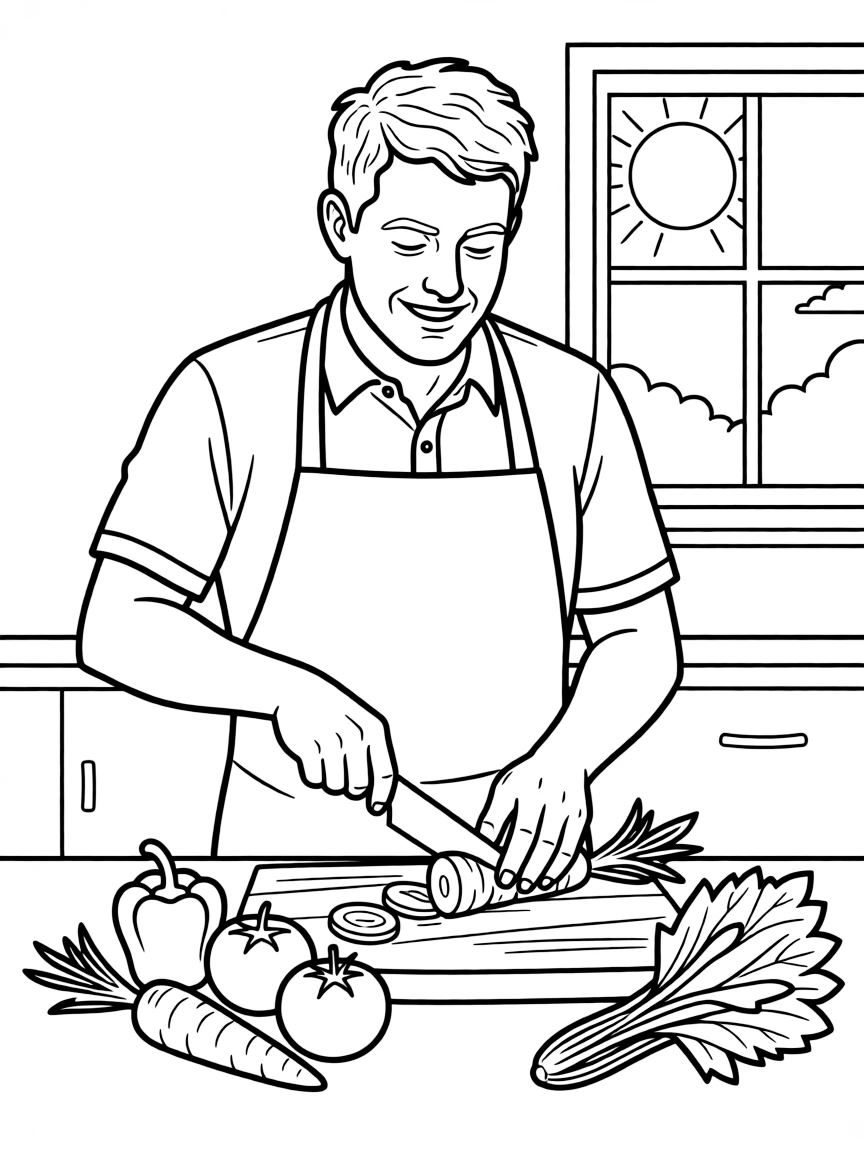 Jamie Oliver chopping vegetables.
