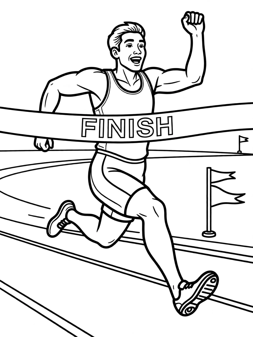 Usain Bolt crossing a finish line.