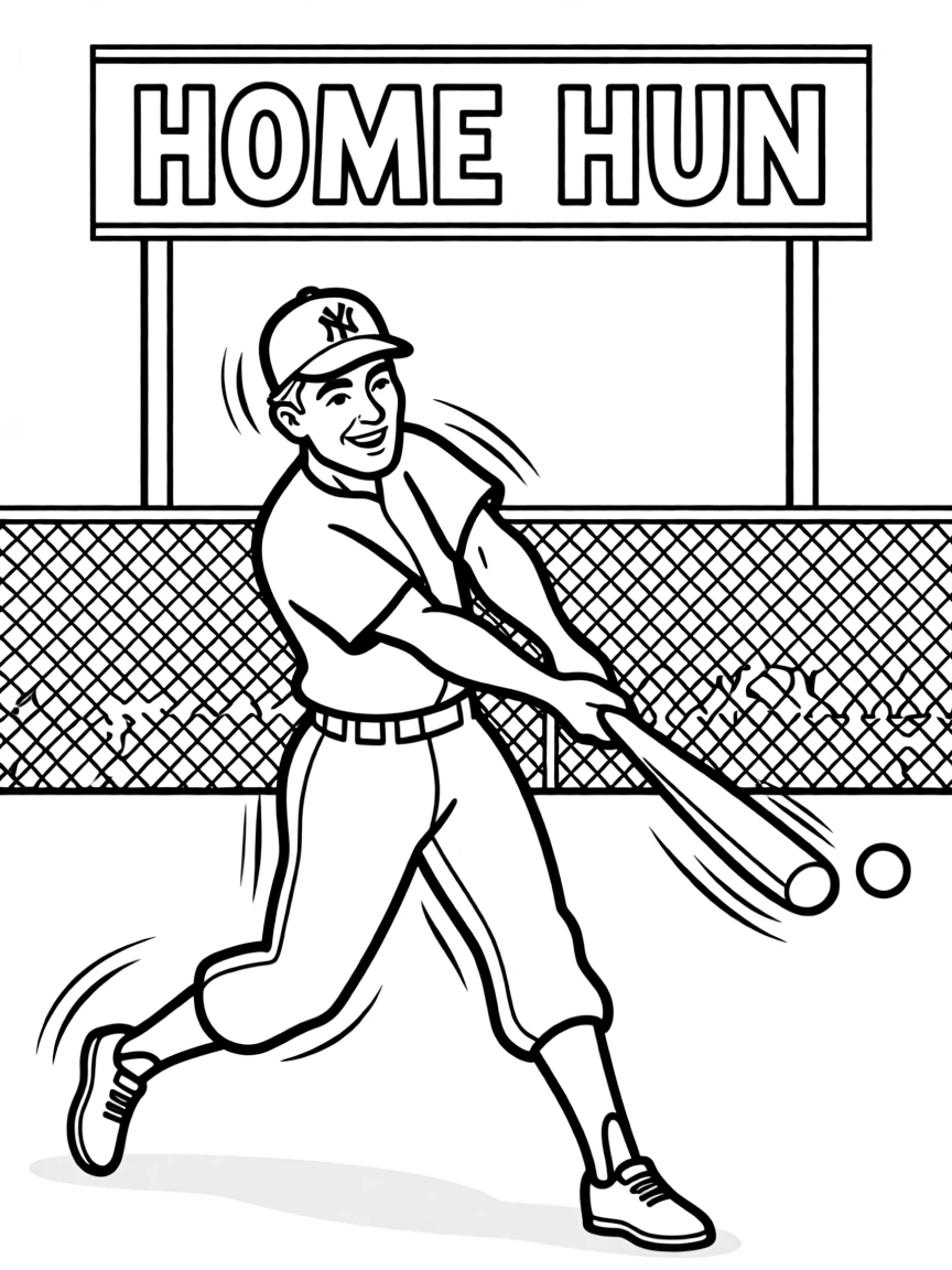 Babe Ruth hitting a home run.