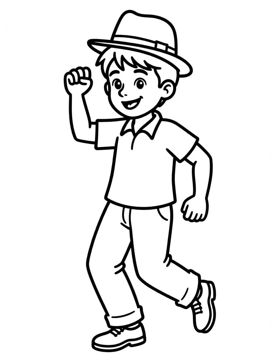 Bruno Mars dancing with a fedora.