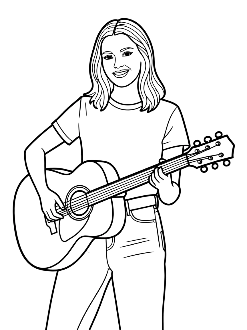 Olivia Rodrigo with her guitar.