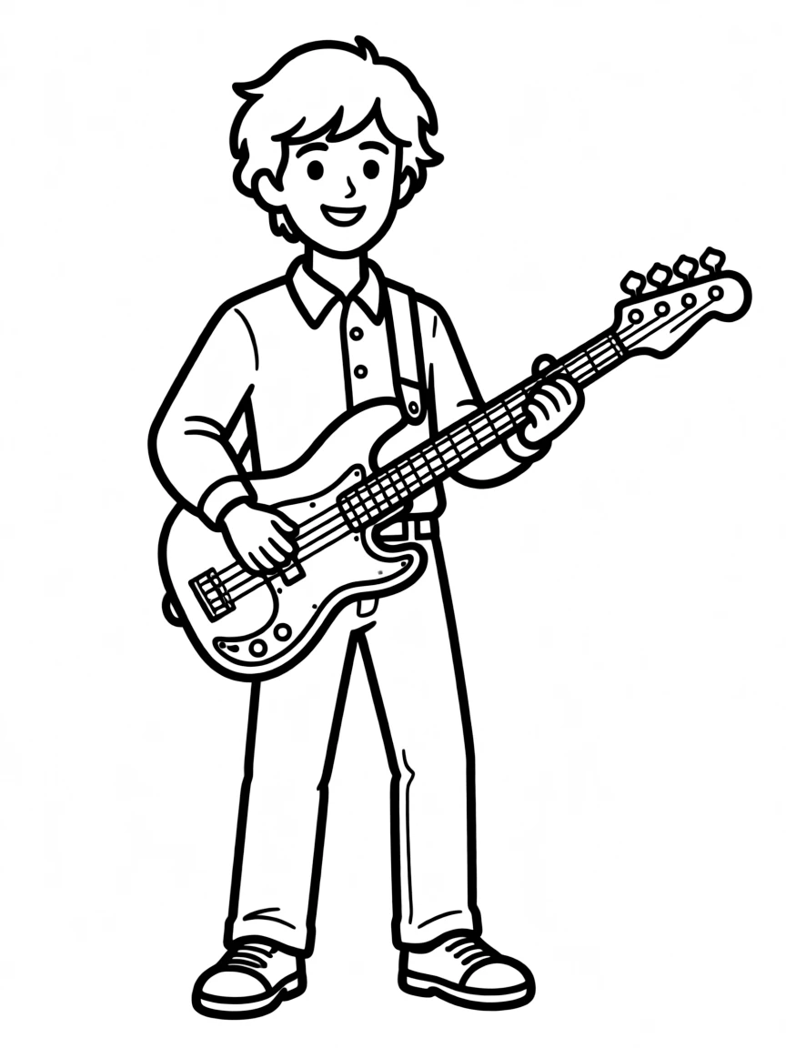 Paul McCartney holding a bass.