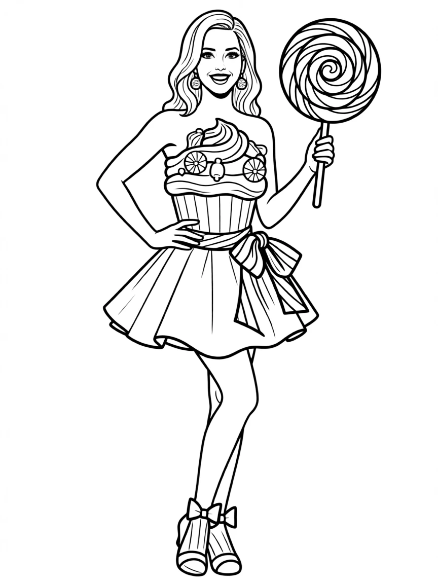 Katy Perry with a candy-themed outfit.