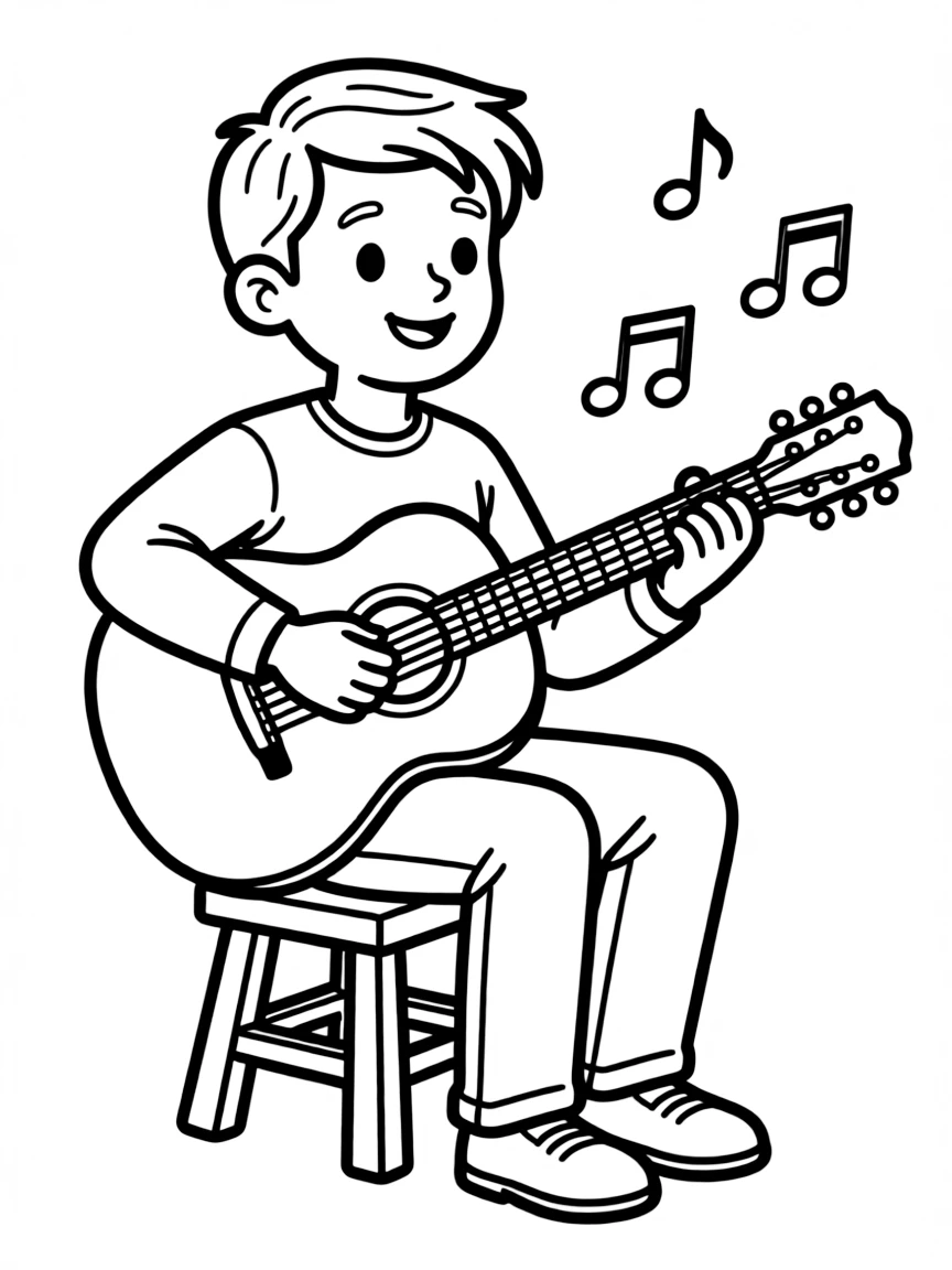Sting playing acoustic guitar.