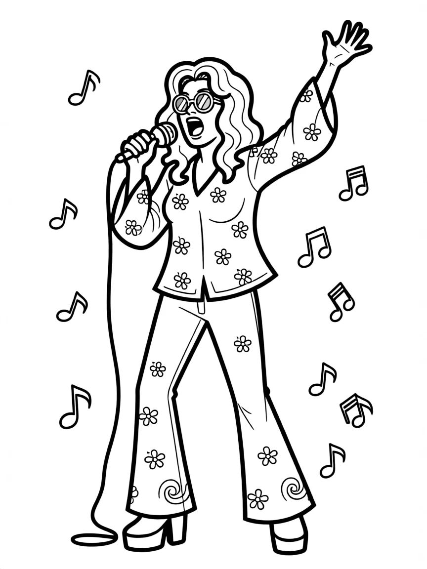 Janis Joplin singing loudly.