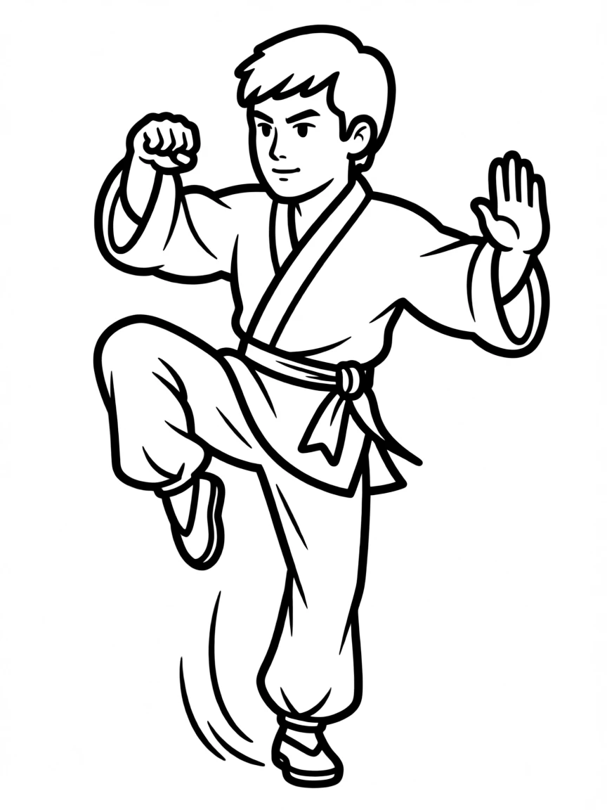 Jet Li doing a martial arts move.