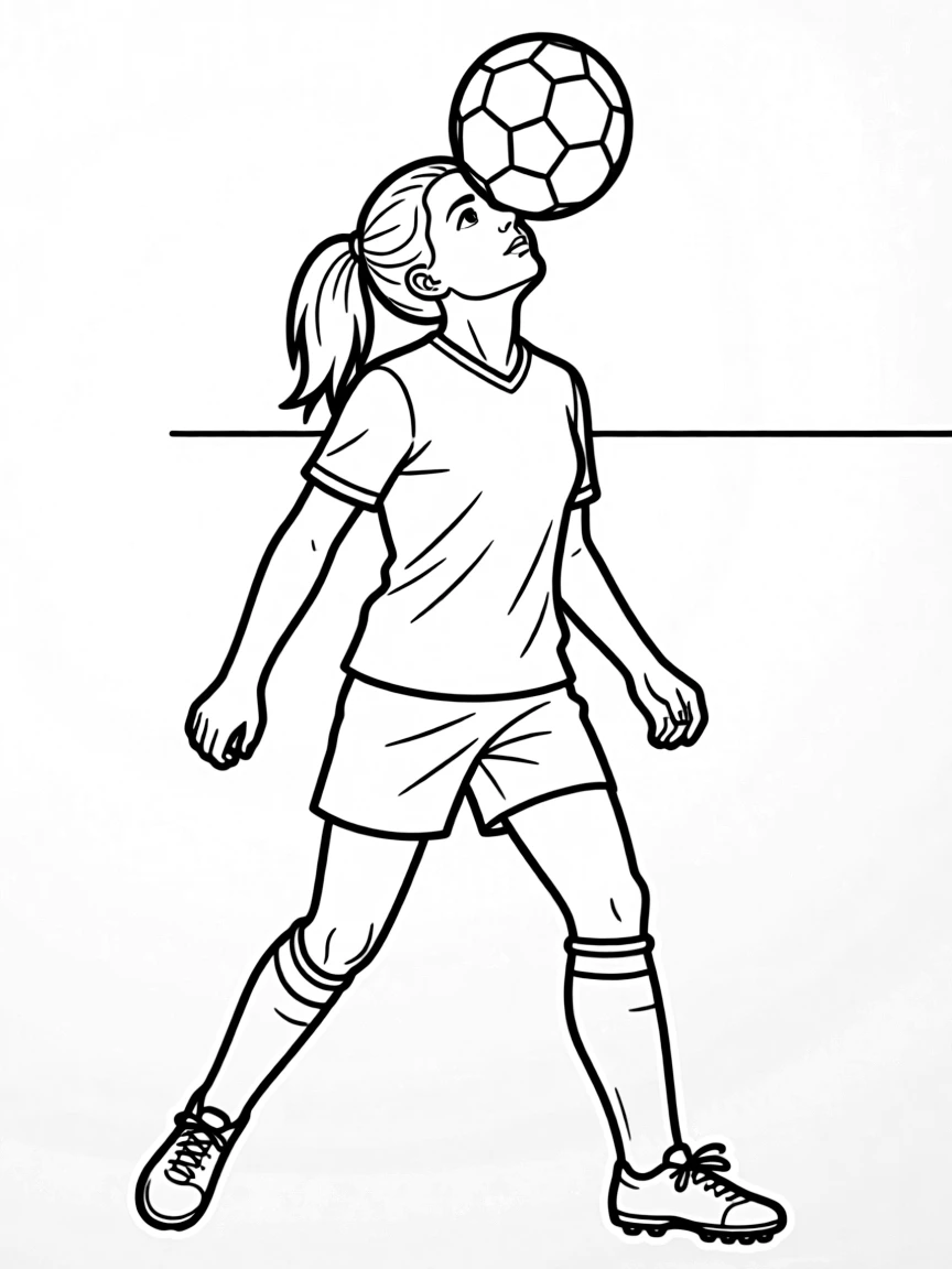 Sam Kerr heading the ball.