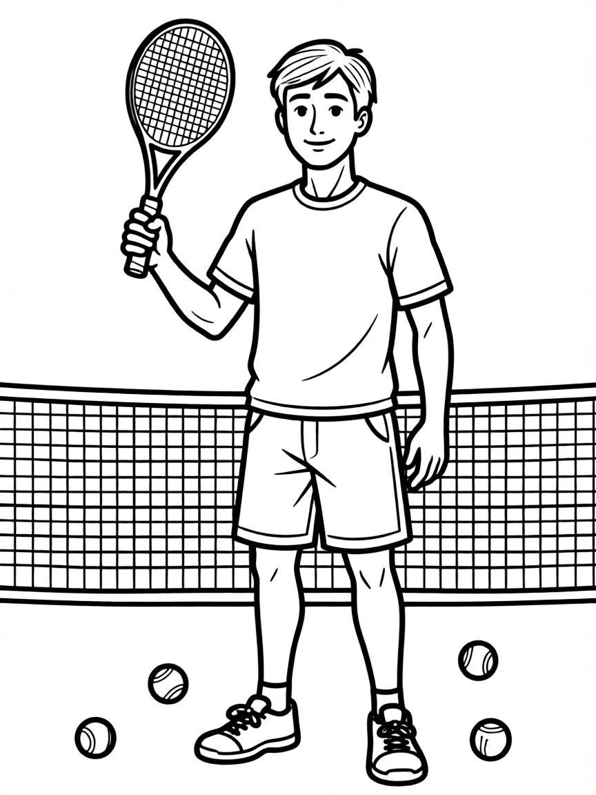 Roger Federer with his racket.