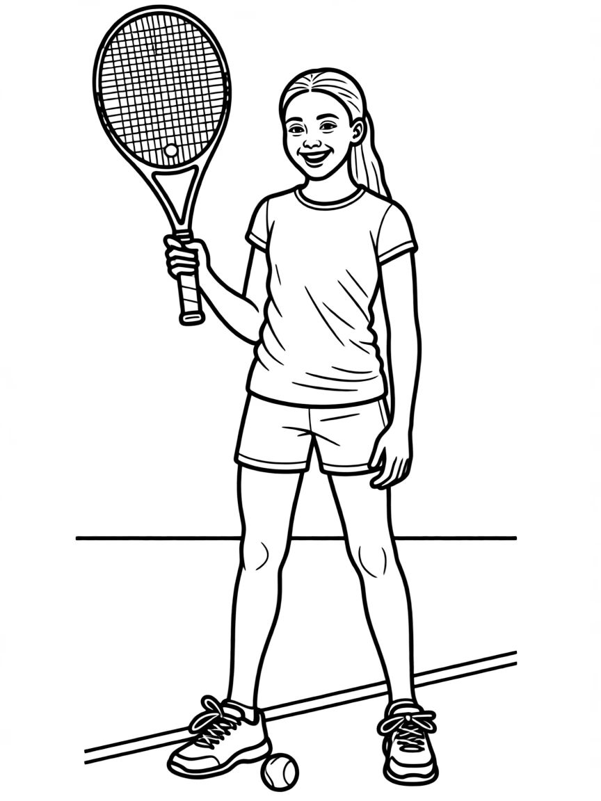 Coco Gauff smiling with her racket.