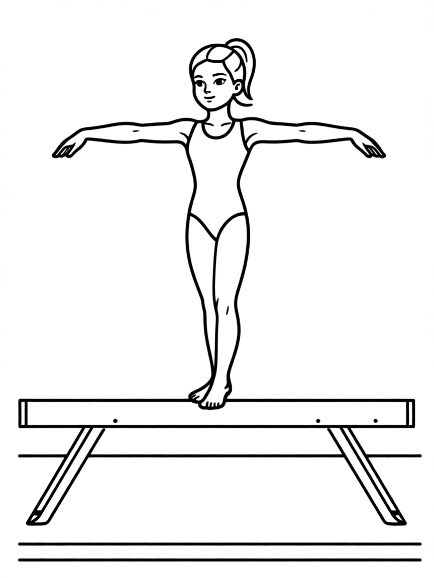 Suni Lee balancing on a beam.