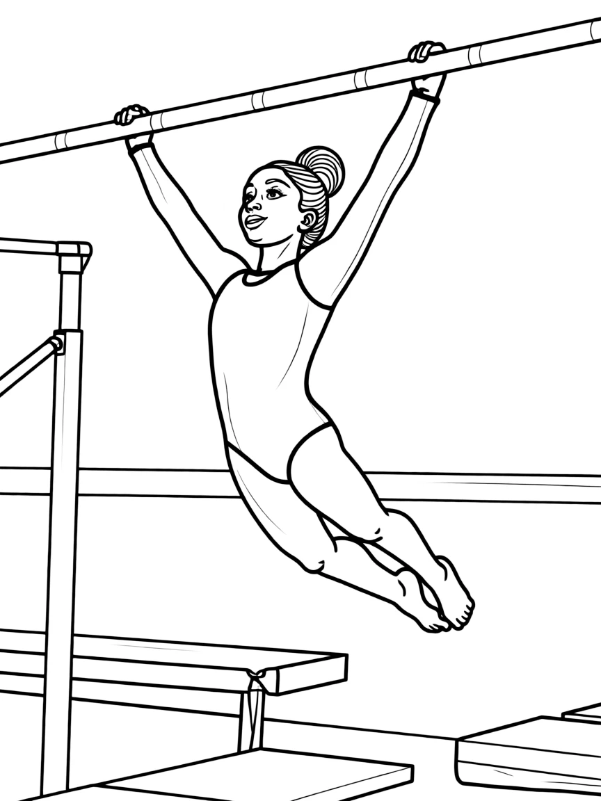 Gabby Douglas on the uneven bars.