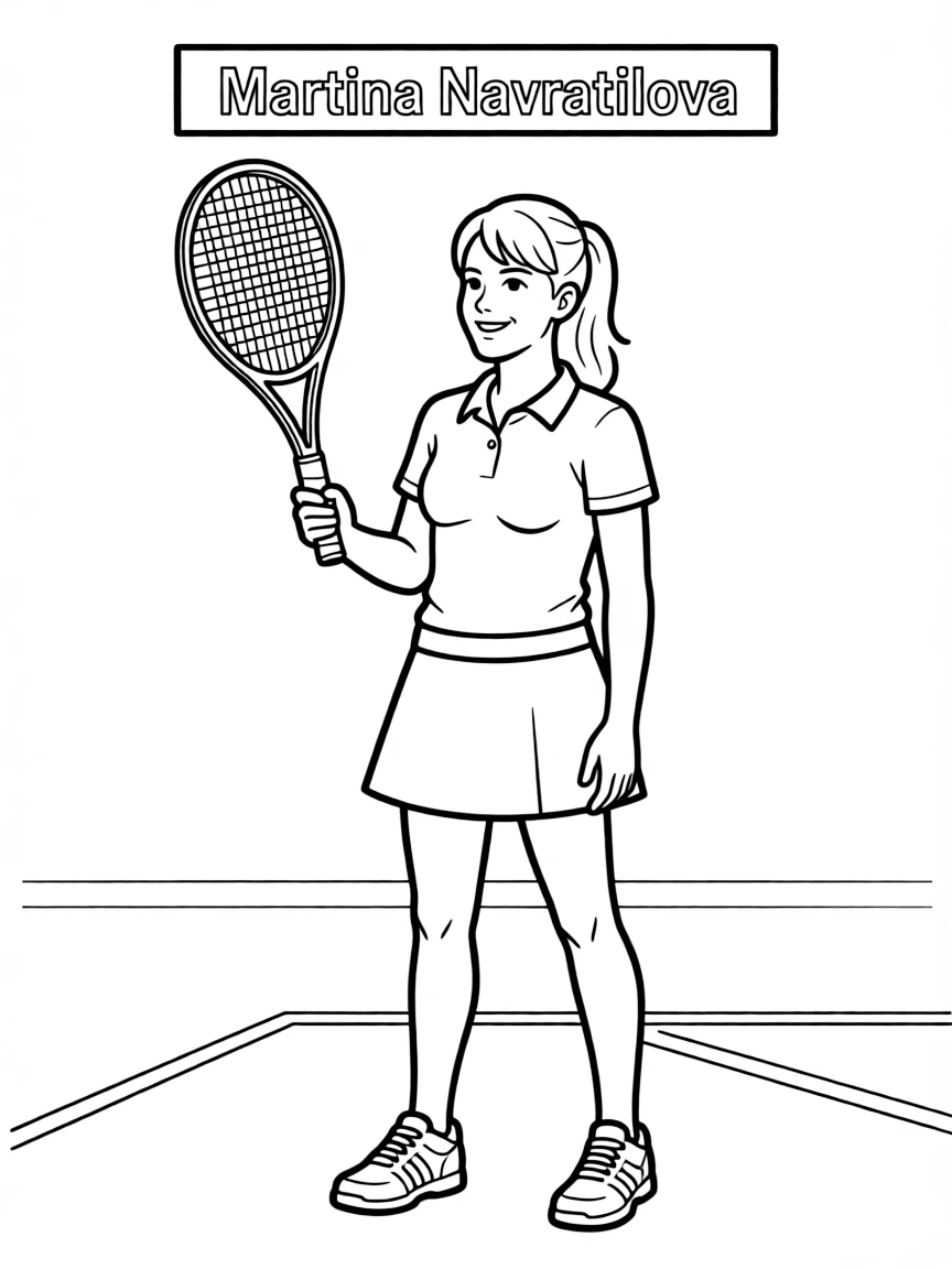 Martina Navratilova with her racket.