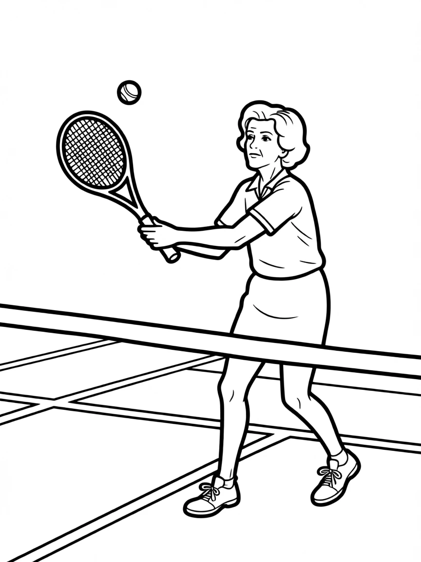 Billie Jean King serving.