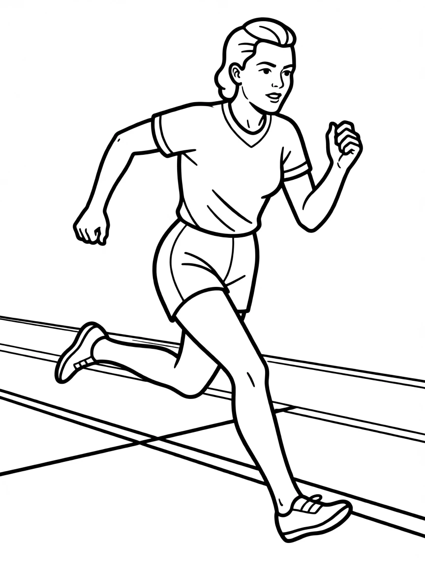 Babe Didrikson Zaharias running and jumping.
