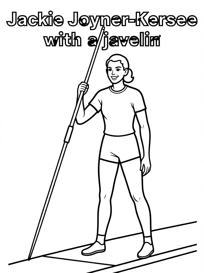 Jackie Joyner-Kersee with a javelin.