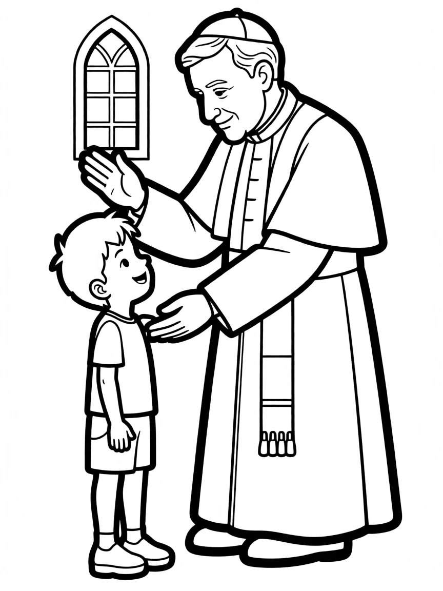 Pope Francis blessing a child.