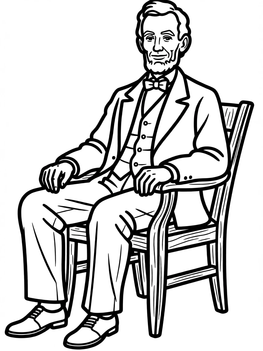 Abraham Lincoln sitting in a chair.