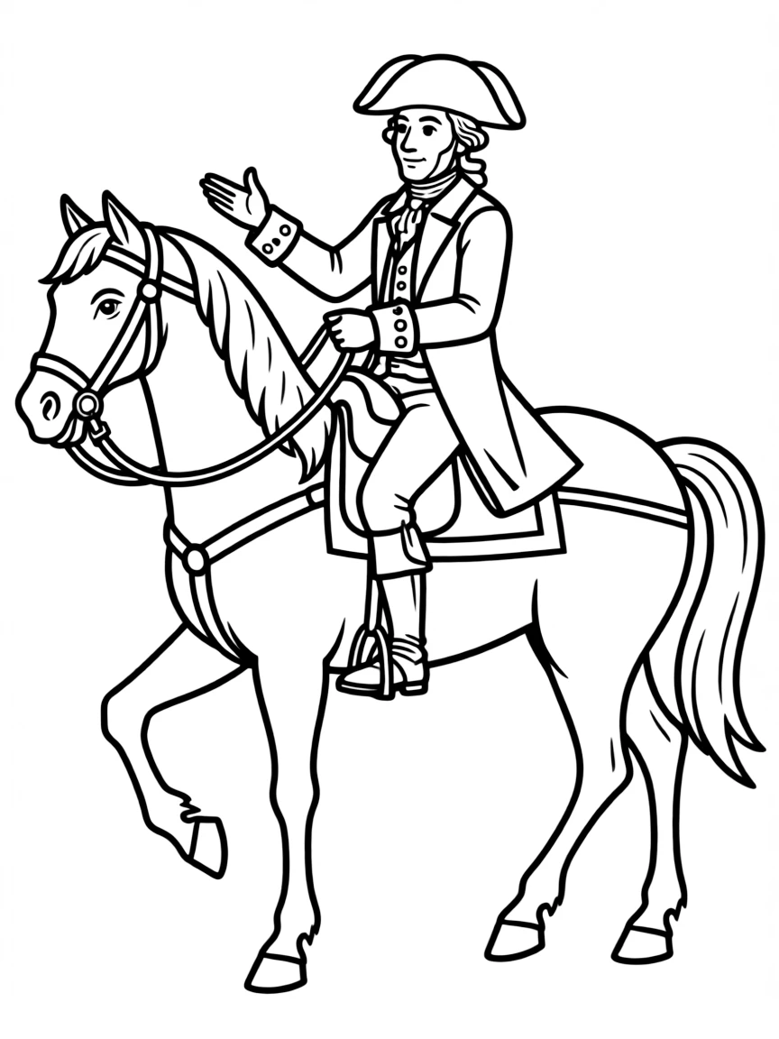 George Washington riding a horse.