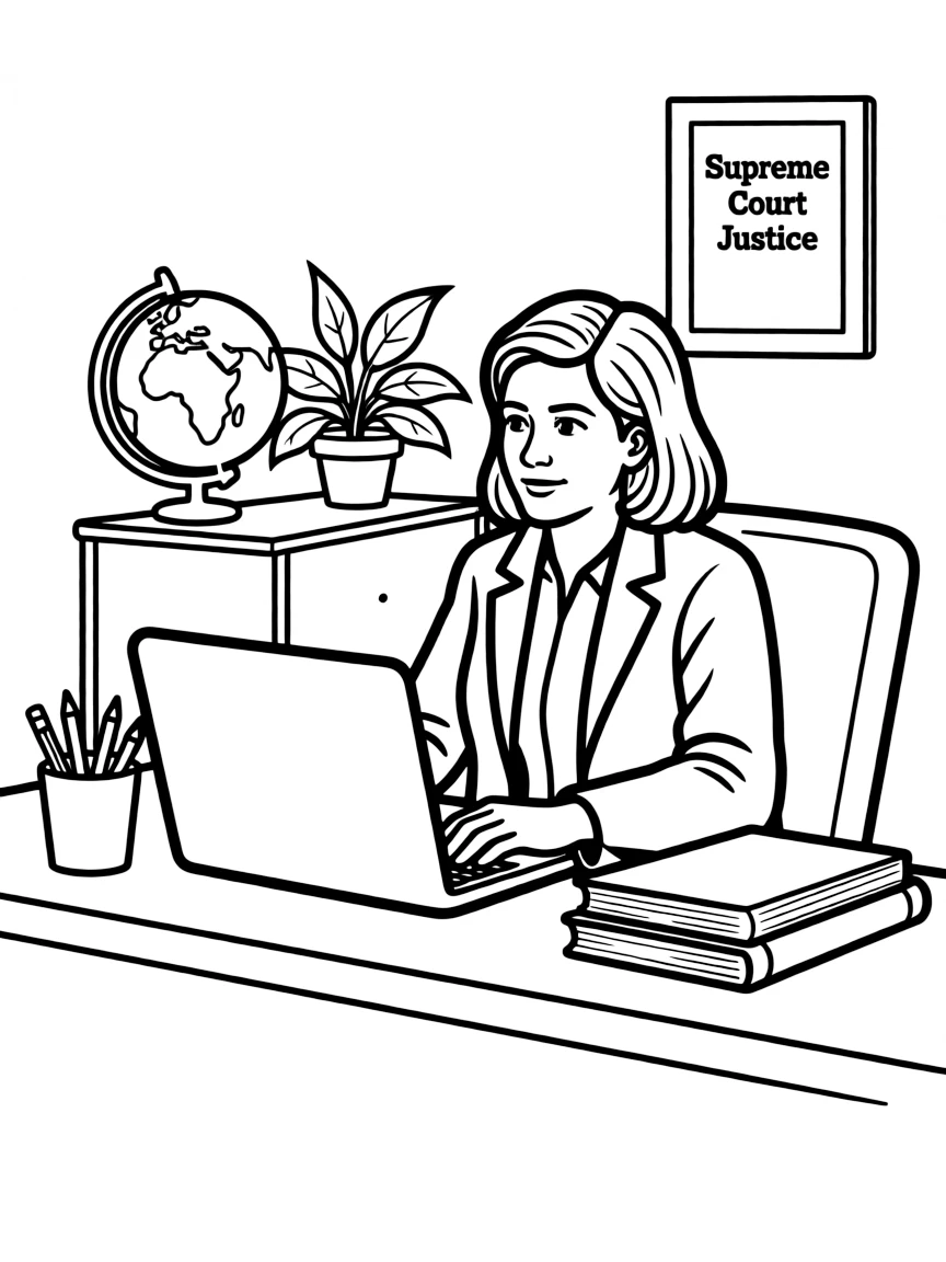 Sonia Sotomayor at her desk.